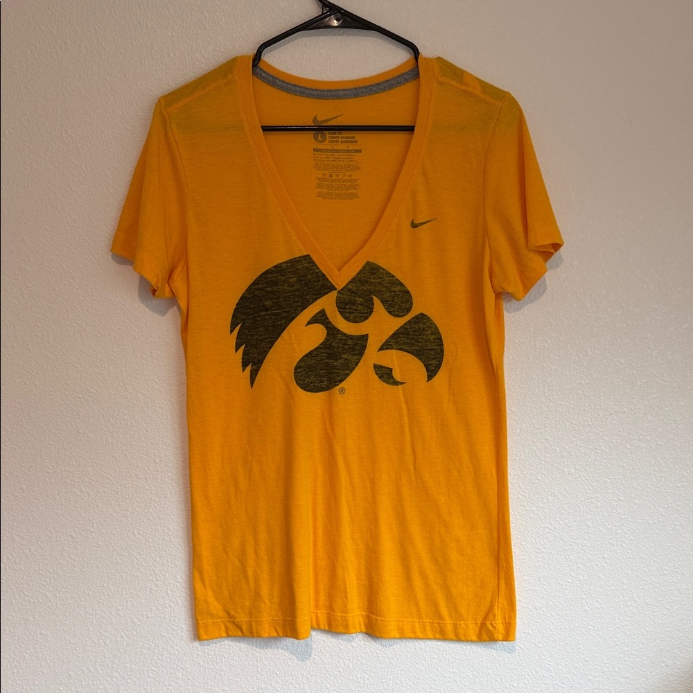 Nike Golden V-Neck Tee with Hawkeye Logo